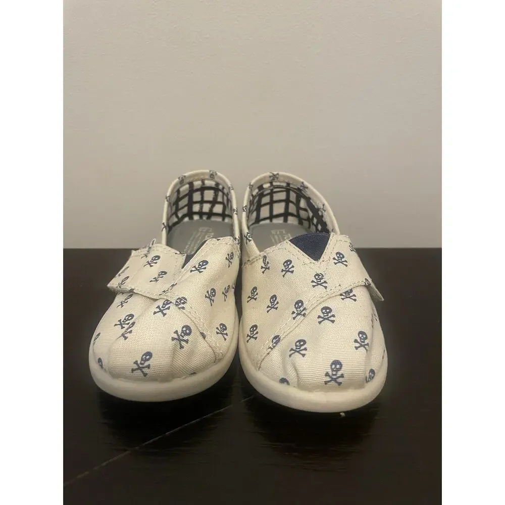 Toms Classics Natural Roque Tiny Toddler‎ Slip On Casual Canvas Flat Shoes 7.5